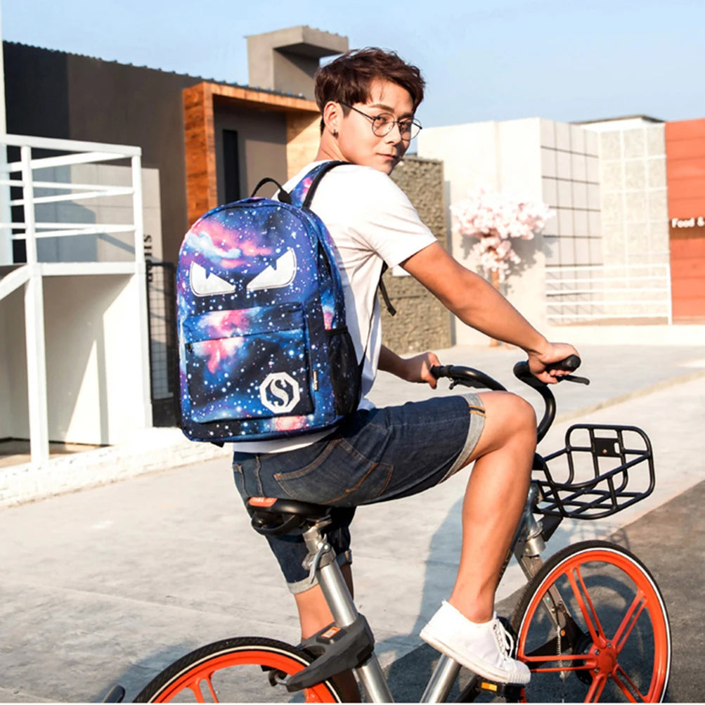 Luminous USB Backpack Anti-theft Laptop Backpack for Students