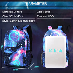 Luminous USB Backpack Anti-theft Laptop Backpack for Students