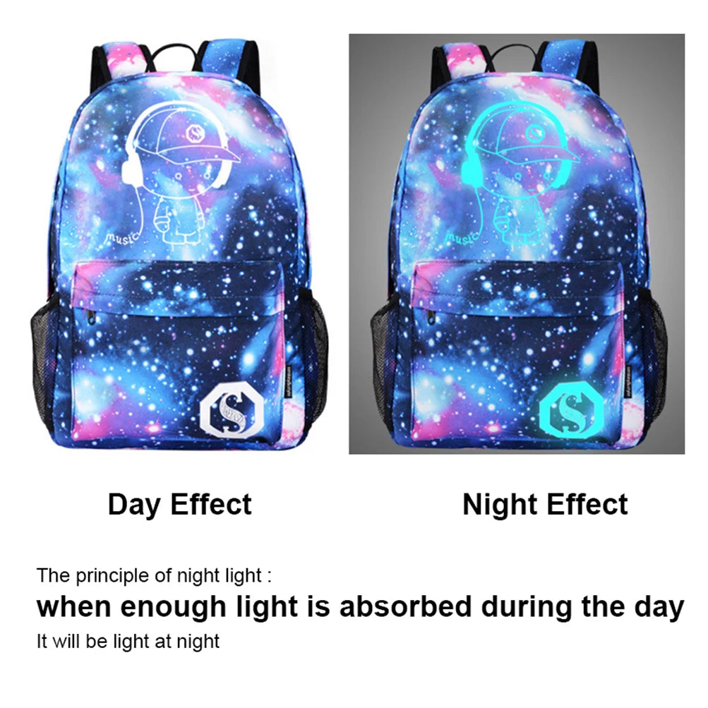 Luminous USB Backpack Anti-theft Laptop Backpack for Students
