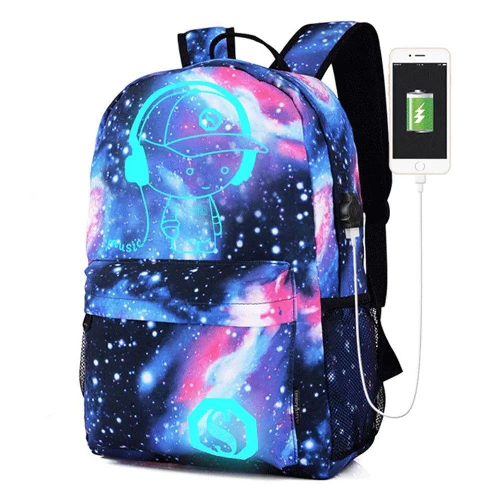Luminous USB Backpack Anti-theft Laptop Backpack for Students