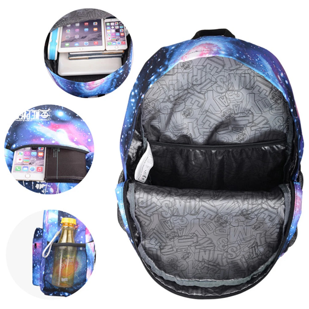 Luminous USB Backpack Anti-theft Laptop Backpack for Students