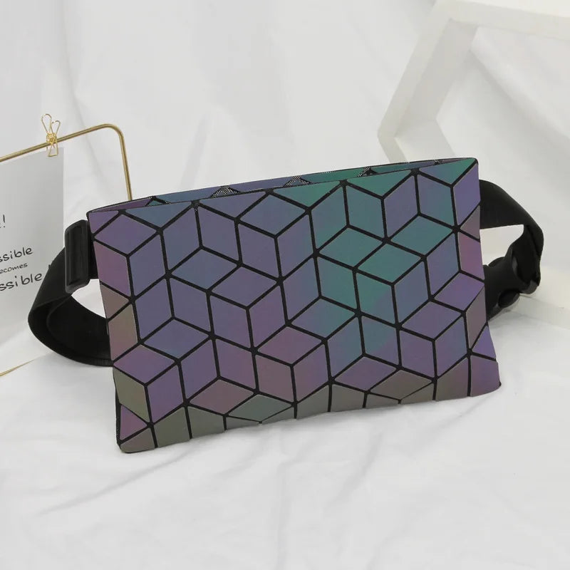 Luminous Waist Bag Holographic Fanny Pack Geometric Waist Pack Laser Chest Pouch