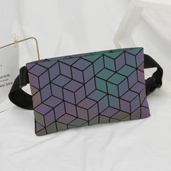 Luminous Waist Bag Holographic Fanny Pack Geometric Waist Pack Laser Chest Pouch