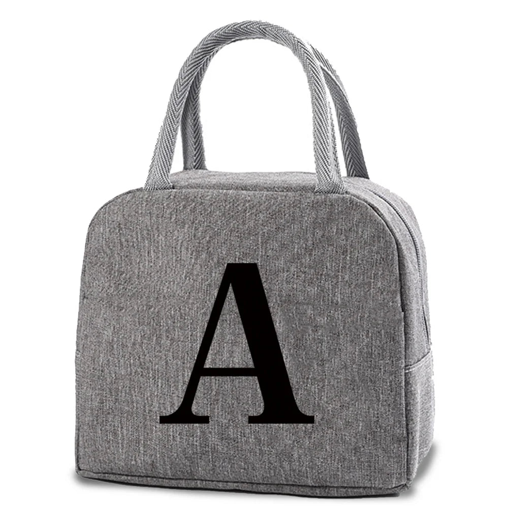 Letter Print Portable Lunch Bag Cooler Tote Insulated Box