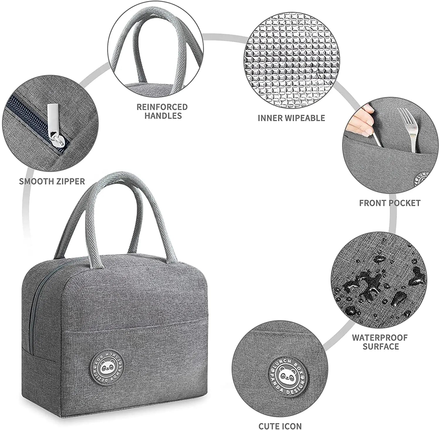 Letter Print Portable Lunch Bag Cooler Tote Insulated Box