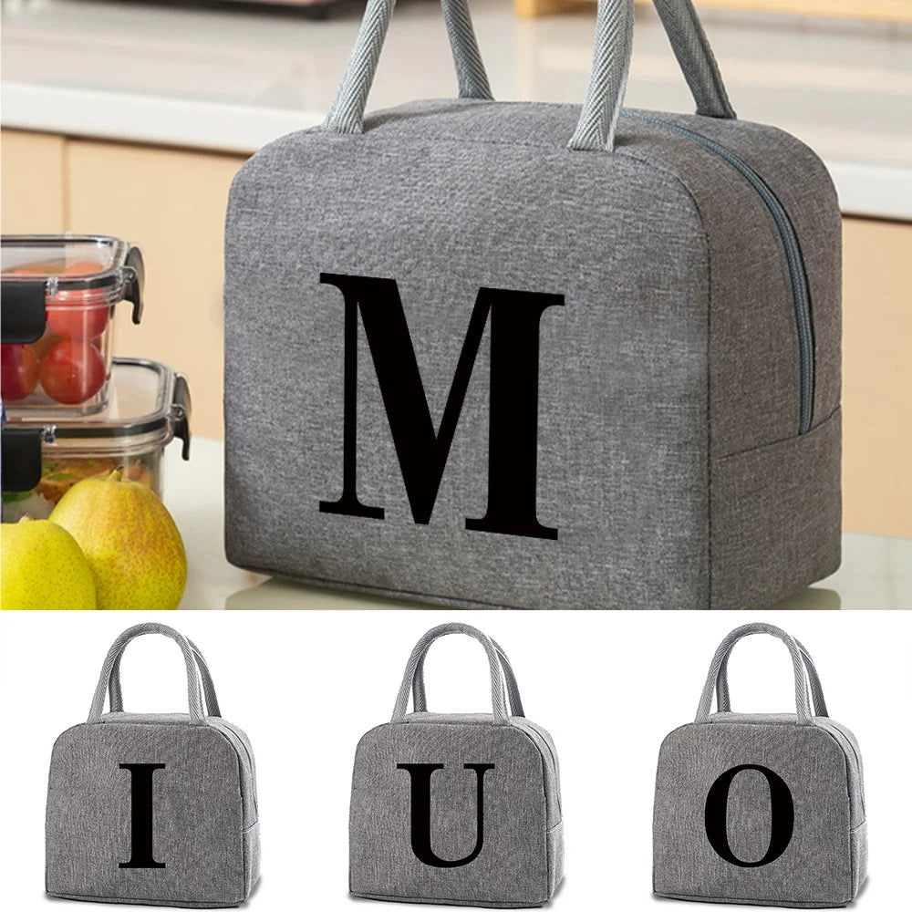 Letter Print Portable Lunch Bag Cooler Tote Insulated Box