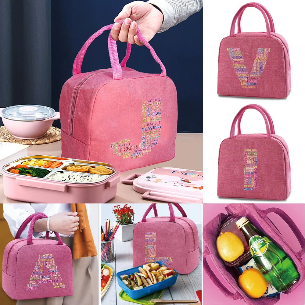 Canvas Lunch Bag Women Insulated Thermal Handbag Waterproof Picnic Packet