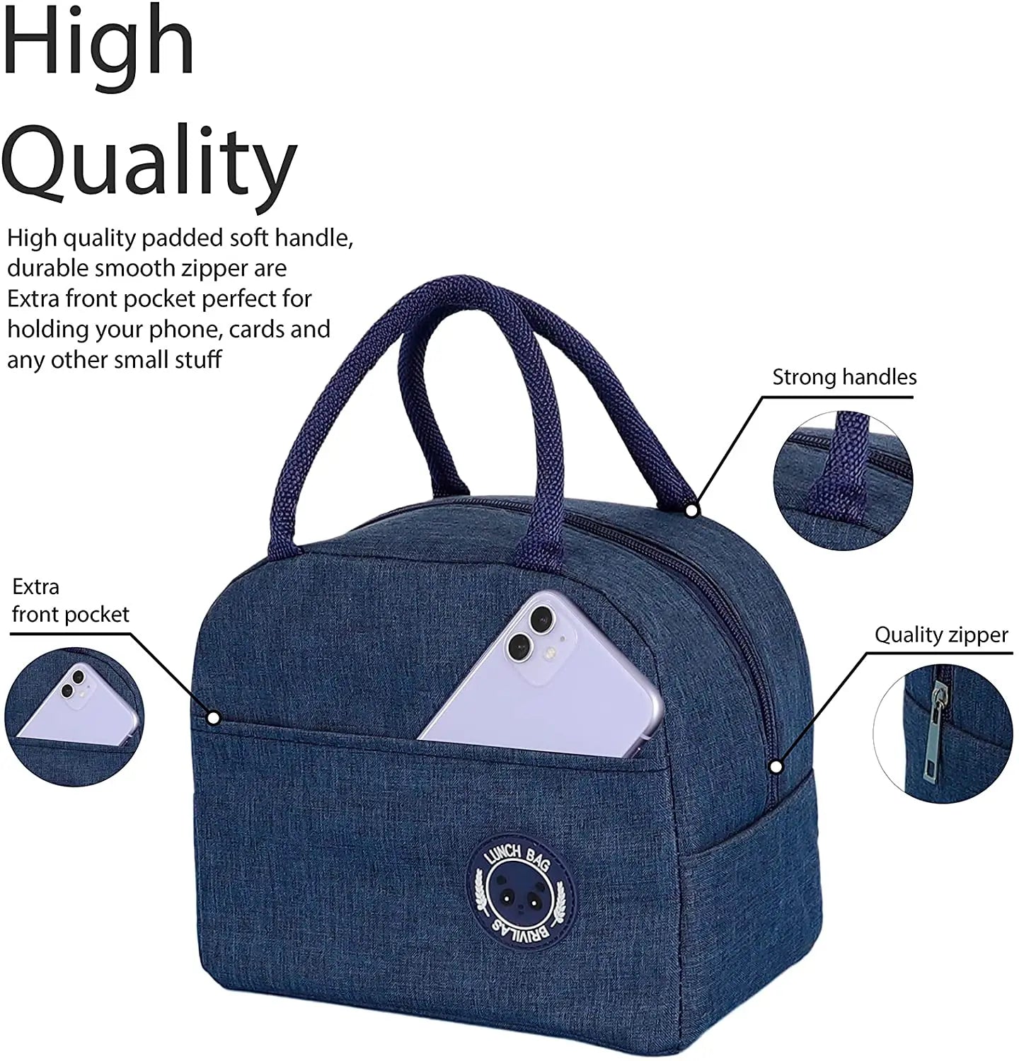 Insulated Cooler Lunch Box Women Kids Food Thermal Organizer Handbag