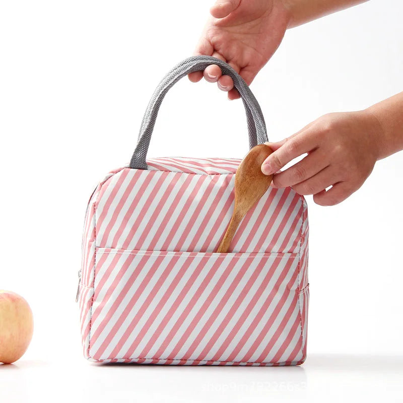 Insulated Thermal Lunch Bag Cartoon Pattern Portable Cold Food Storage