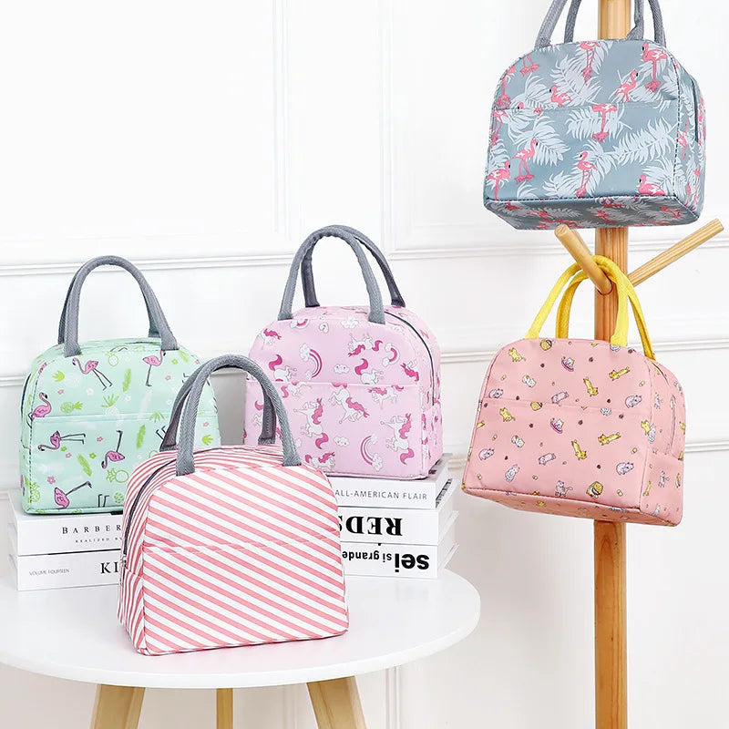 Insulated Thermal Lunch Bag Cartoon Pattern Portable Cold Food Storage
