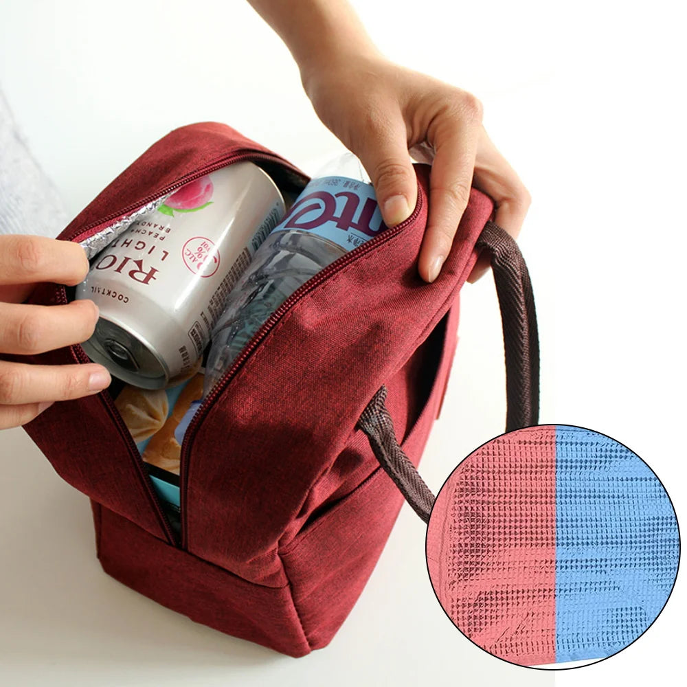 Initials Print Lunch Bag Insulated Thermal Tote Travel Bento Pouch Handbag