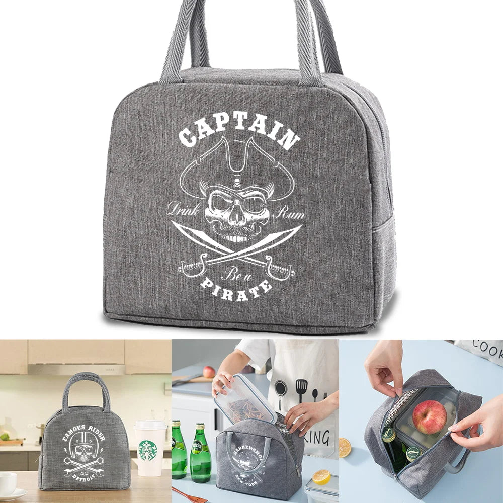 Skull Print Lunch Bag Insulated Thermal Organizer