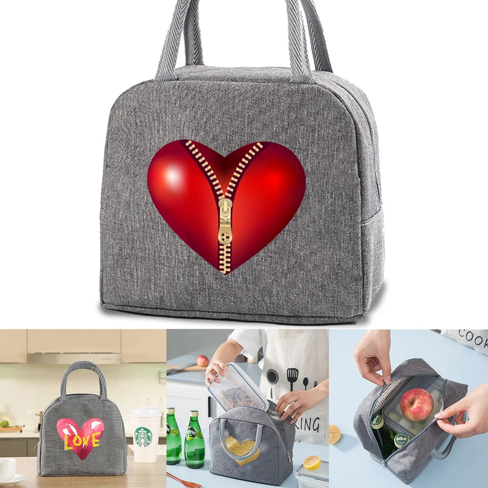 Love Print Insulated Lunch Bag Thermal Cooler Tote Organizer