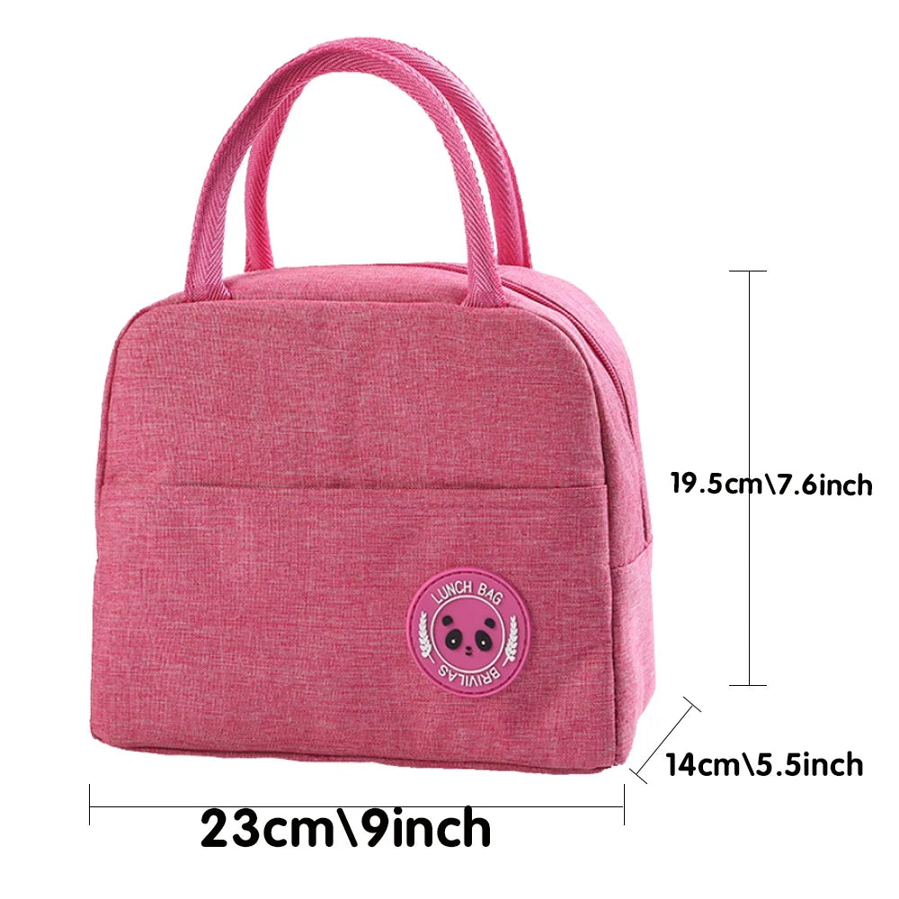Leaf Print Insulated Lunch Bag Canvas Cooler Pouch