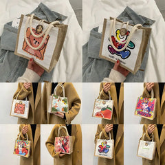 Canvas Lunch Bag Multicolor Thermal Breakfast Box Waterproof Portable Picnic