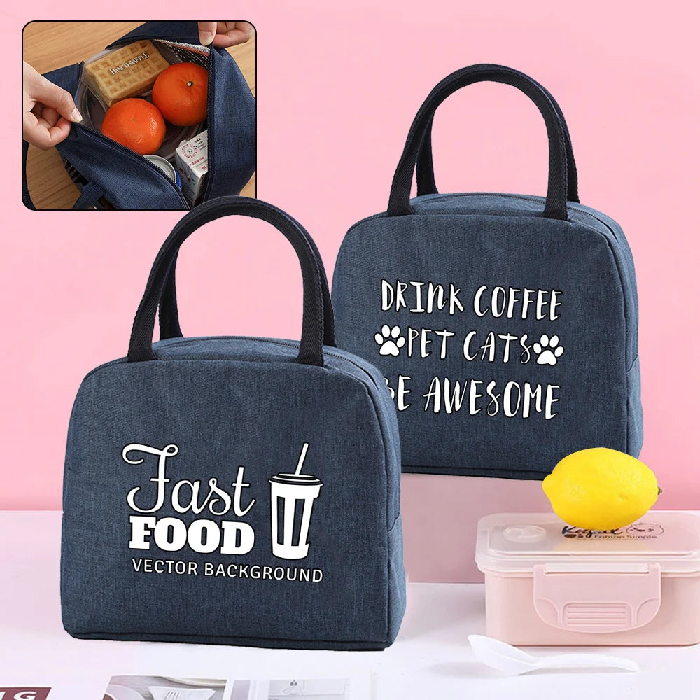 Women's Insulated Cooler Bags Thermal Lunch Box Food Print Organizer