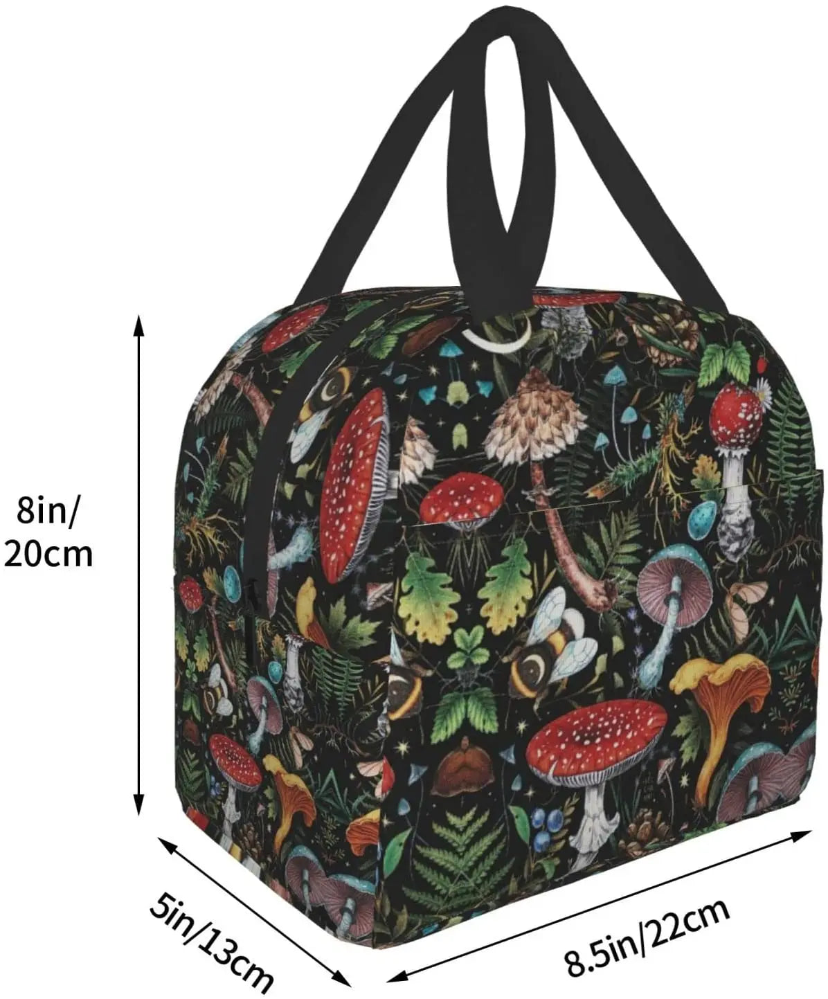 Mushroom Art Lunch Bag Insulated Portable Tote Box Funny Container