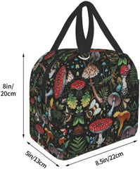 Mushroom Art Lunch Bag Insulated Portable Tote Box Funny Container
