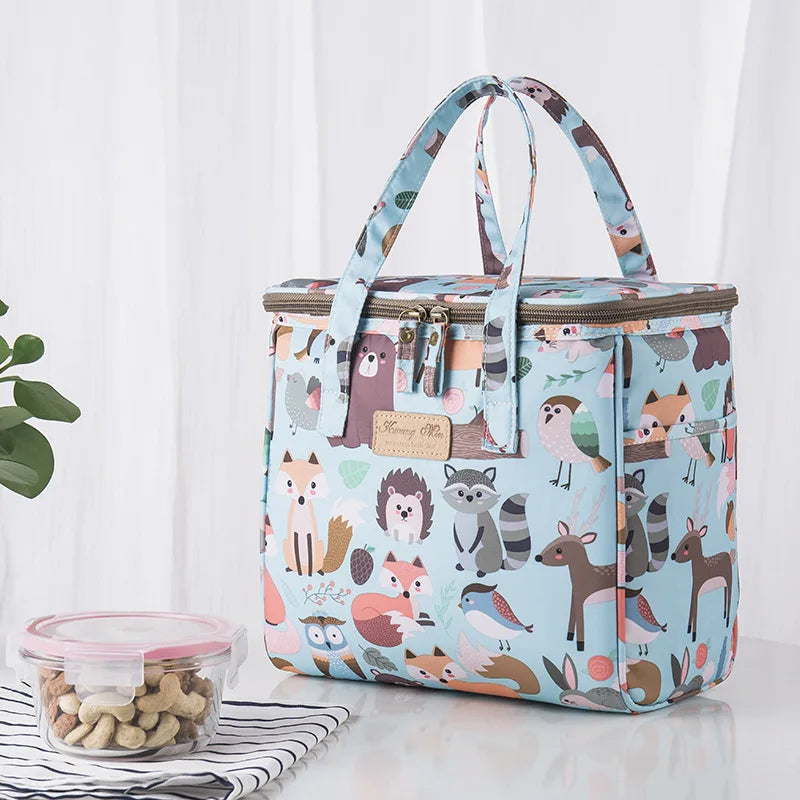 Portable Insulated Canvas Lunch Bag for Women Kid