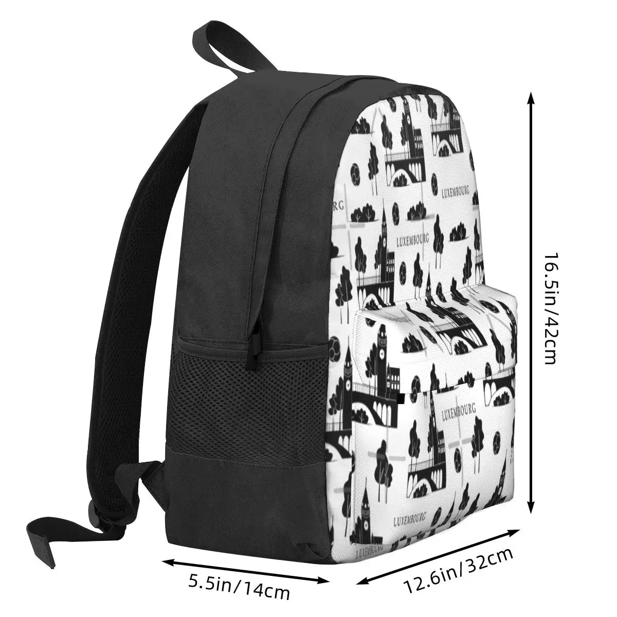 Luxembourg Monochrome Seamless Backpack Men Women Kids Zip Pockets