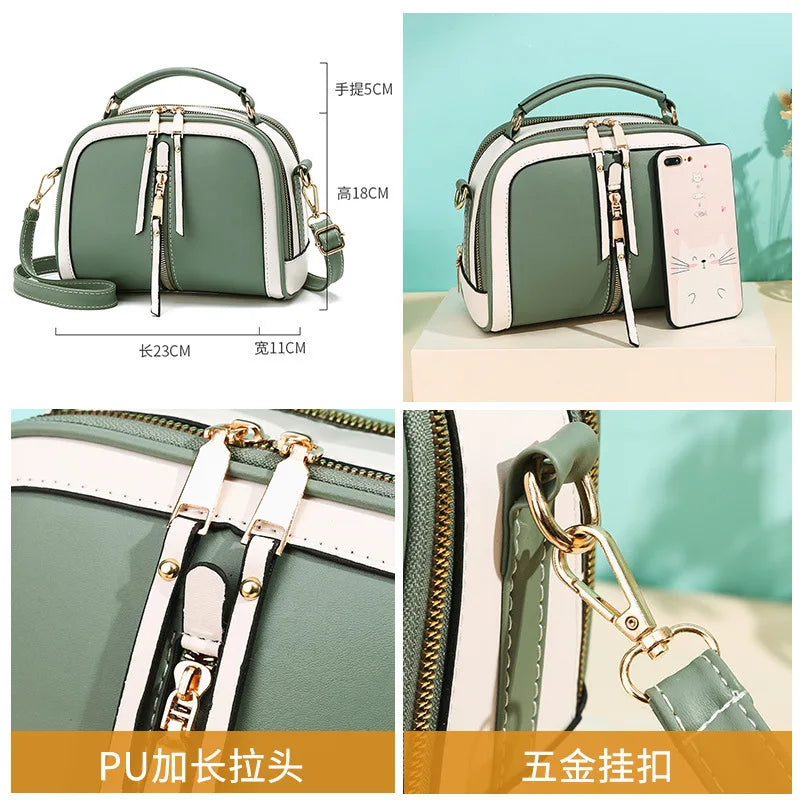 Women's Contrast Single Shoulder Small Square Bag Lady Style