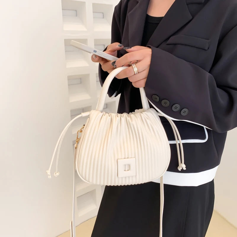 Band Pleated Handbag Purse Shoulder Crossbody Bag Totes Messenger Bag