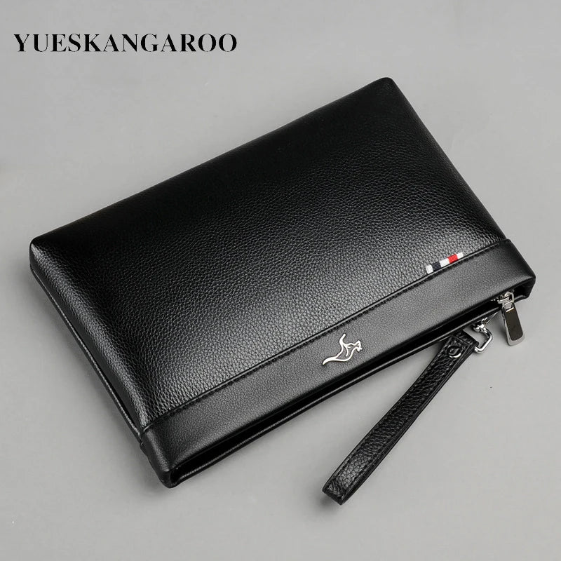 Leather Clutch Bag Men's Wallet with Coins Pocket