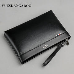 Leather Clutch Bag Men's Wallet with Coins Pocket