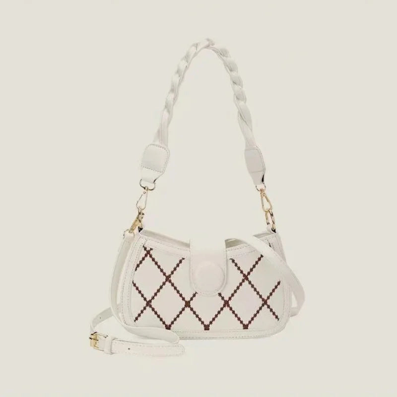 Retro Stripe Crossbody Bag for Woman Winter