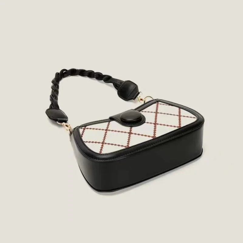 Retro Stripe Crossbody Bag for Woman Winter