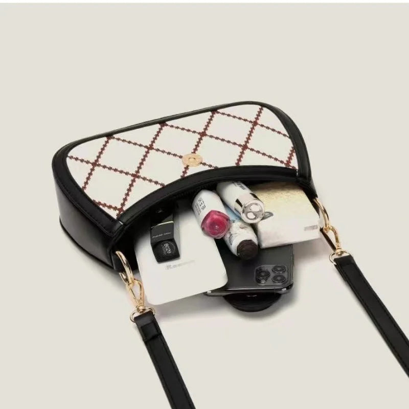 Retro Stripe Crossbody Bag for Woman Winter