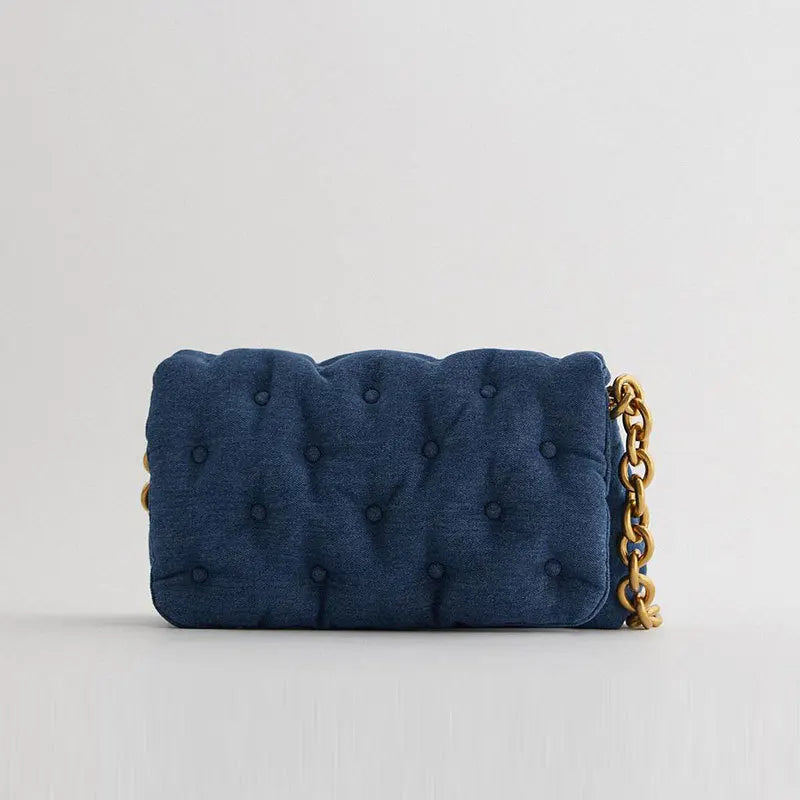 Vintage Denim Chain Shoulder Bag Large Capacity Handbag
