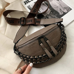 Stone Pattern Leather Waist Bag For Women