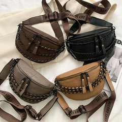 Stone Pattern Leather Waist Bag For Women