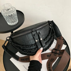 Stone Pattern Leather Waist Bag For Women