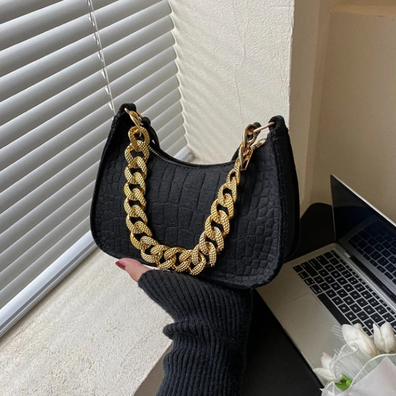 Metal Chain Shoulder Bag Diamond Clutch Bags