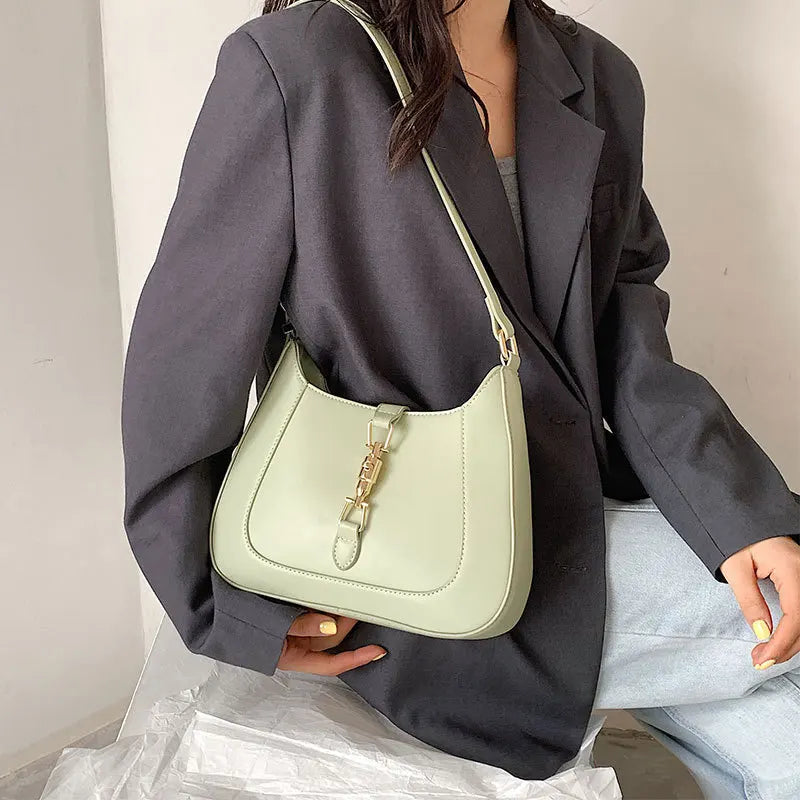 Textured PU Leather Shoulder Crossbody Bag Western Style Handbag