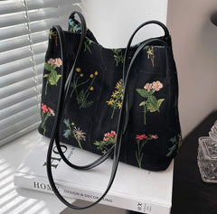 Large Flowers Tote Bag High-Quality Fabric Women's Handbag