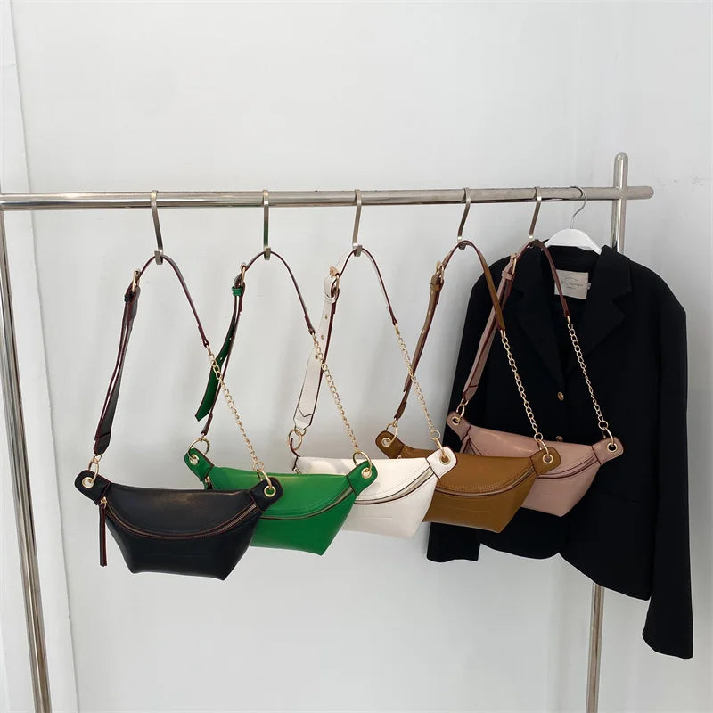 Leather Waist Bag Women Fanny Pack Female Chest Belt Bag