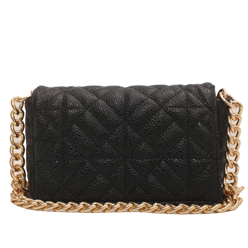 Silver Leather Chain Shoulder Bag for Women