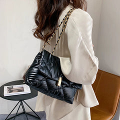 Soft Leather Chain Strap Shoulder Bag Flap Clutches Purse Crossbody Bag