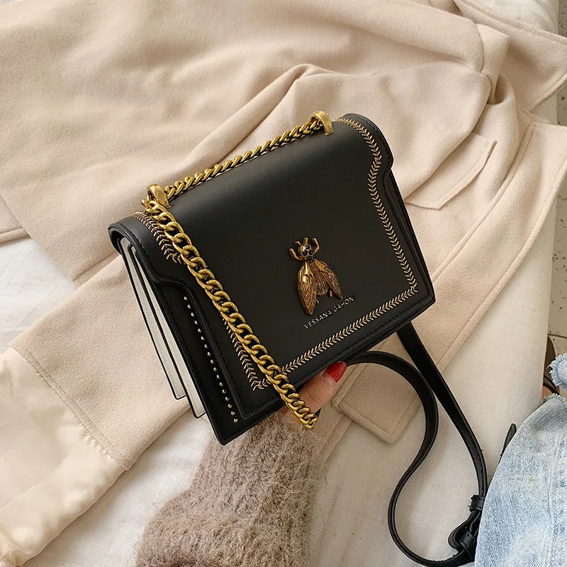 Retro Bee Shoulder Bag High Leather Crossbody