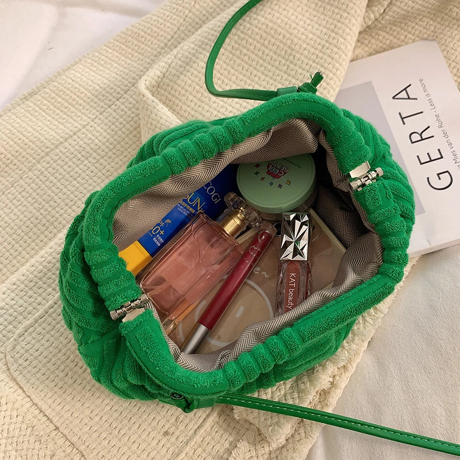 Women's Cloud Tote Bag Fall Striped Purse Handbag Lady Clutch