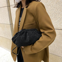 Women's Cloud Tote Bag Fall Striped Purse Handbag Lady Clutch