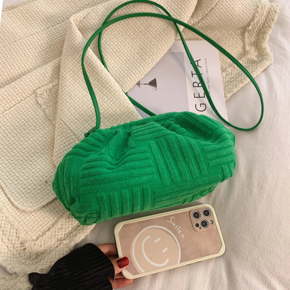 Women's Cloud Tote Bag Fall Striped Purse Handbag Lady Clutch