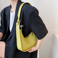 Leather Lemon Shoulder Bag Casual Satchel Wide Straps Handbag