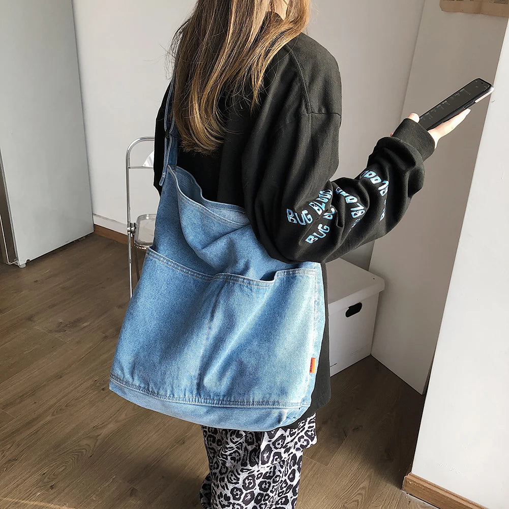 Denim Shoulder Messenger Bag Crossbody Handbags For Women Tote Purse