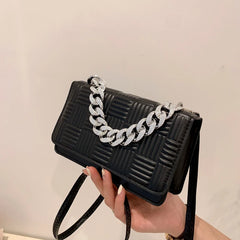 Crack Print Silver Chain Shoulder Bag