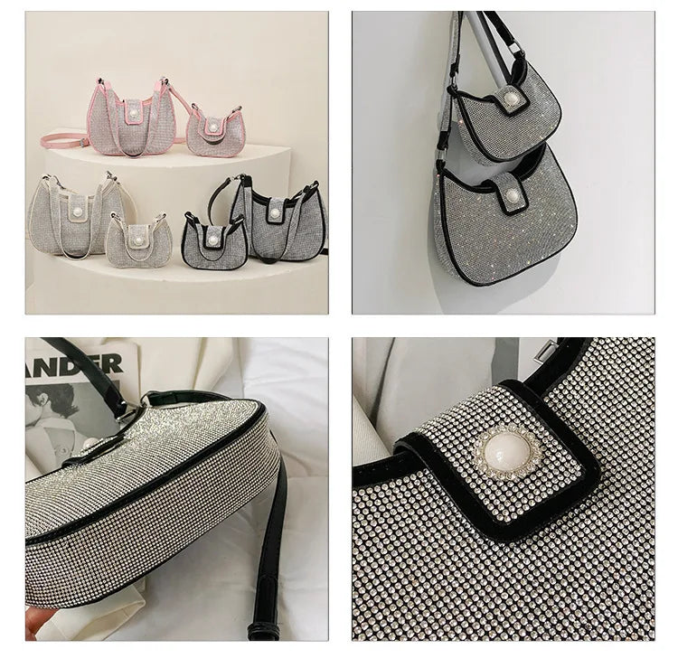 Diamond-Studded Lady Shoulder Bag Crossbody Tote