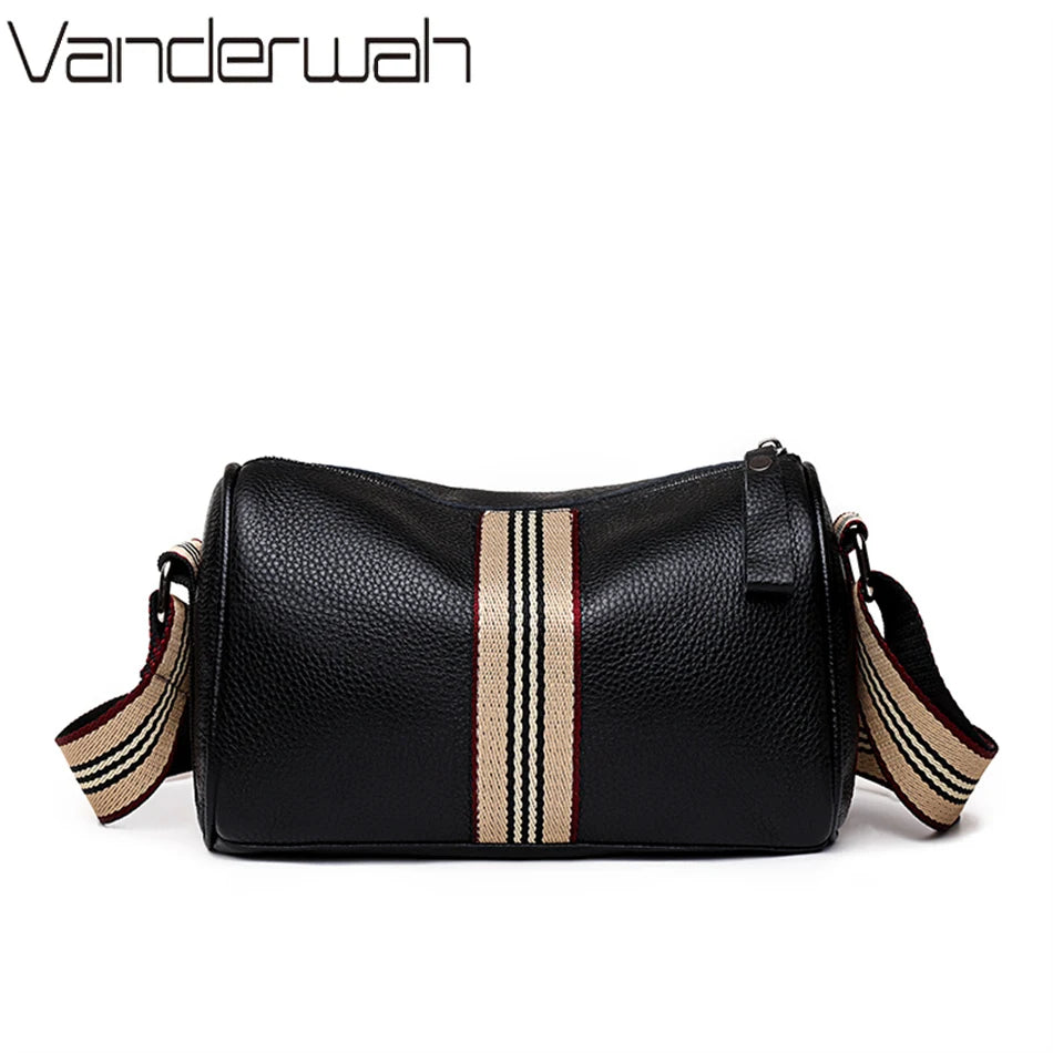 Cowhide Leather Crossbody Messenger Bag Retro Style Female Bolsos